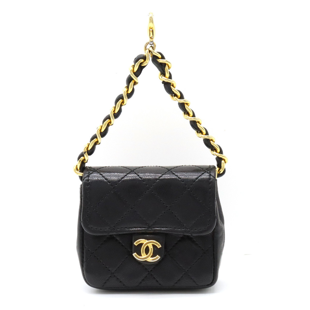 CHANEL Matelasse CocoMark Keychain Chain Pouch Case Black